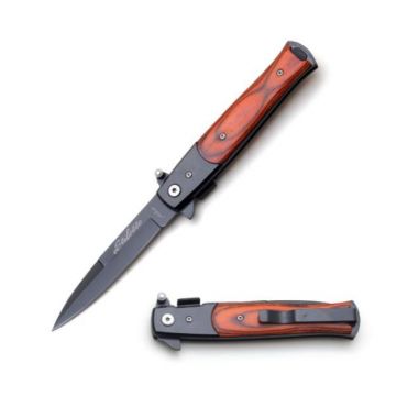 Snake Eye Tactical Stiletto Style Wood Folding Knife